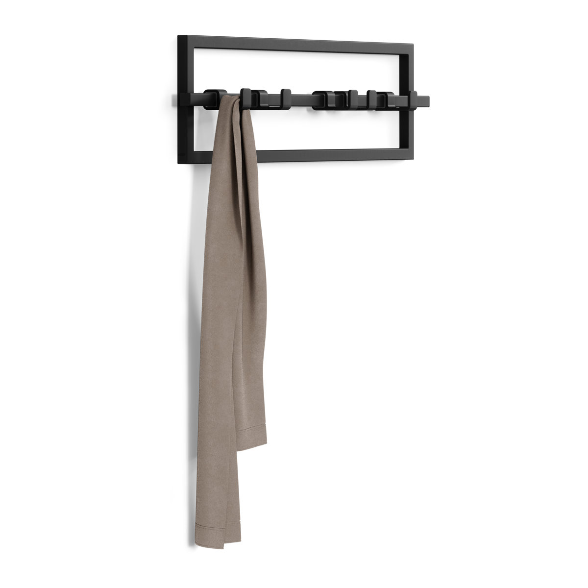 Umbra Cubiko Wall-Mounted Steel Coat Rack with 5 Adjustable Hooks, Black